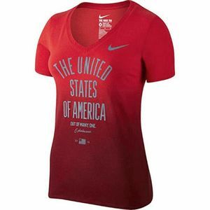 NEW Women's Medium NIKE 2016 Team USA Reflective Olympic Tee/Top Red 801196-687